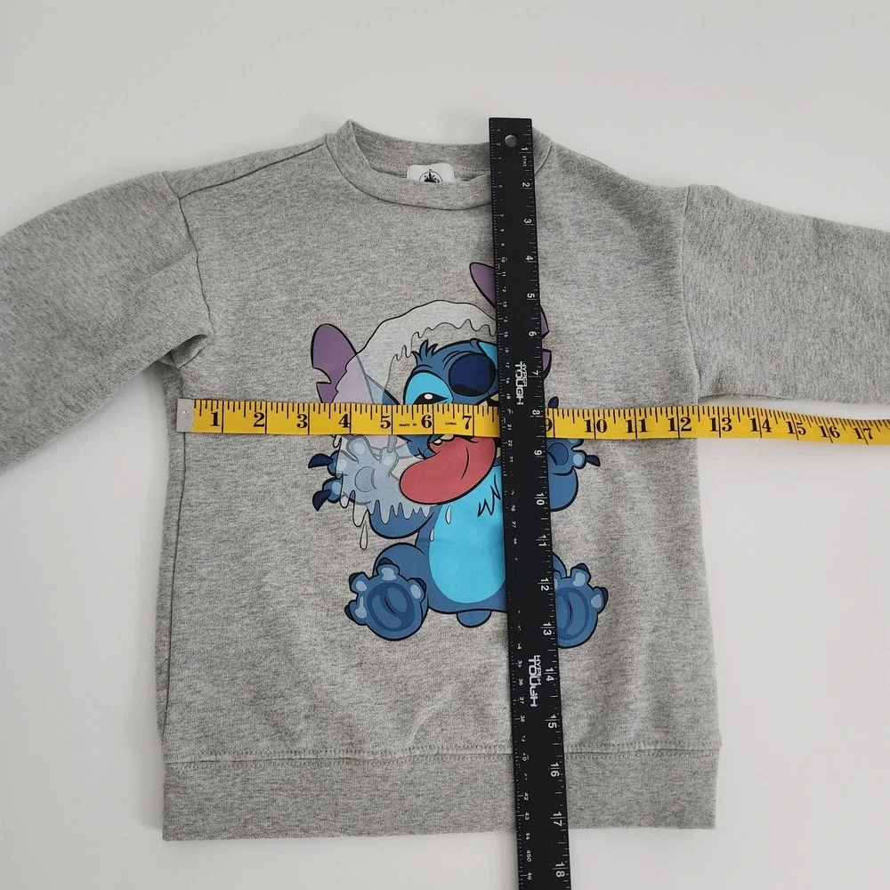 Disney Stitch Graphic Fleece Sweatshirt Heather Gray Kids Size‎ 5/6